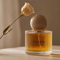 Flacon de parfum en verre cristal de luxe à rayures verticales, vide, personnalisable, 40 ml, avec couvercle et applicateur, gravure à l'acide, OEM/ODM disponible en gros