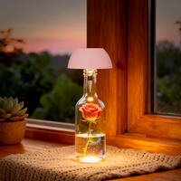 Lampe de table portable à énergie solaire de couleur rose et lumière décorative pour bouteille, idéale pour les rebords de fenêtre, les salles à manger et les cafés
