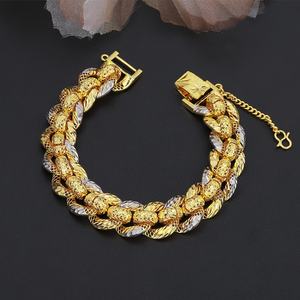 Pulseras de Cadena Gruesa Chapadas en Oro y Plata de 24K de Moda de Jxx Fashion, Hechas Principalmente de Latón, para Mujer, Venta al Por Mayor - Product Image 3