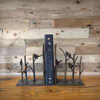 Porte-livres décoratifs d'intérieur en fonte de métal lourd, résistants à la rouille et à l'eau, style Art Déco, motif oiseau sur branche, ensemble de deux supports de table