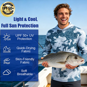 Ropa de Pesca con Capucha, Diseño Personalizado, Impresión de Logotipo a Color, Fabricante Mayorista, Tejido Elástico en 4 Direcciones, Absorbe la Humedad, UPF50+, Protección Anti-UV - Product Image 2