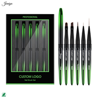 Ensemble de pinceaux pour nail art Pro Manicure, manche en métal vert dégradé, poils en nylon, pinceau liner pour une perfection de l'art des ongles
