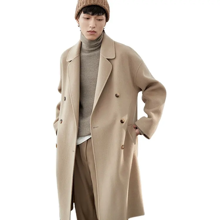 High Quality Fashion Long Mens Trench Overcoat Winter Warm Men Real Wool Cashmere Coat