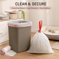 Sacs poubelles en gros avec cordon de serrage et fermeture, sacs à déchets ménagers en rouleaux, fabricant d'emballages personnalisés OEM