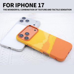 Coque de téléphone Electroplate pour iPhone 17 Pro Coque de téléphone magnétique en <span class=keywords><strong>fibre</strong></span> de carbone <span class=keywords><strong>orange</strong></span> pour iPhone 17 Pro Max - Product Image 3