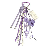 Pendentif en peluche en forme de cœur de dessin animé mignon, chaîne de sac en perles
