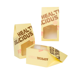 Lipack Mini Square Cake Swiss Roll Paper Box Art Paper Food Packaging Box With Clear Pvc Window