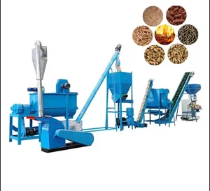 Europe certificate wood crusher pellet production line/wood pellet plant/wood food pellet production line with packing system