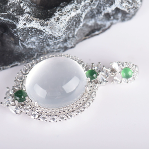 Qingyabailu Feicui High-grade Ice-transparent Crystal 925 Silver Set Natural <b>Jade</b> Pendant Classic Cucurbit Shape Anniversary - Product Image 1