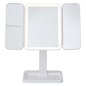 LED Tripod Makeup <b>Mirror</b> White Lighted Vanity <b>Mirror</b> 3 Panel Desktop Skincare Cosmetics <b>Mirror</b> - Product Image 1