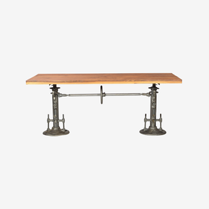 Bàn ăn bằng gỗ hàng đầu và chiều cao điều chỉnh Jack cơ sở singularly Crafted sử dụng khai hoang gỗ với tự nhiên màu đen kết thúc - Product Image 2