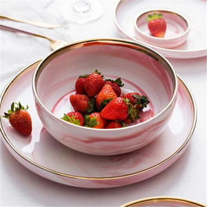 Personnalisé logo personnalisé hôtel restaurant utilisé décor à la maison <span class=keywords><strong>en</strong></span> marbre <span class=keywords><strong>grès</strong></span> <span class=keywords><strong>vaisselle</strong></span> <span class=keywords><strong>en</strong></span> céramique avec jante <span class=keywords><strong>en</strong></span> or - Product Image 1