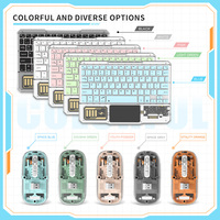 Clavier et souris miniatures transparents sans fil avec rétroéclairage RVB et pavé tactile pour iPad, tablette Android et PC