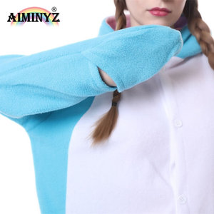 AIMINYZ Wholesale 2023 New Arrival Cartoon Pijamas Polar Fleece Sleepwear Animal <strong>Onesie</strong> Cosplay for Women <strong>Adult</strong> <strong>Narwhals</strong> Blue