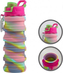 Collapsible Water Bottles Silicone Foldable Travel Water Bottle Collapsible Sports <b>Cup</b> Water Bottle with Carabiner - Product Image 1