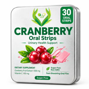 Bandes buccales personnalisées OEM à la canneberge avec vitamine C pour soutenir la santé urinaire et antioxydantes, film oral à dissolution rapide - Product Image 1