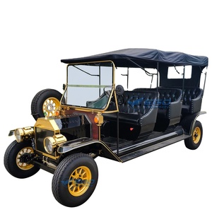 Voiture de tourisme électrique vintage noire à 3 rangées, haute performance, avec auvent noir toutes saisons, véhicule de tourisme haut de gamme - Product Image 1