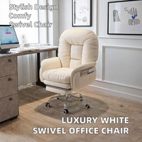 Chaise de bureau ergonomique pivotante blanche moderne, confort luxueux et moelleux avec roulettes, vente chaude pour bureau et salon, en tissu