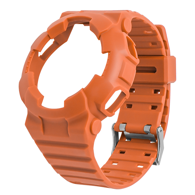 สีส้มด้าน + หัวเข็มขัดสีเงิน