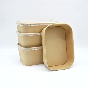 <span class=keywords><strong>Bol</strong></span> à emporter rectangulaire en papier kraft jetable biodégradable, compatible micro-ondes, avec couvercle, pour servir des salades, des nouilles, des aliments - Product Image 6