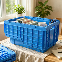 Caisse de distribution en plastique empilable avec couvercle, conteneur logistique en plastique pour supermarché