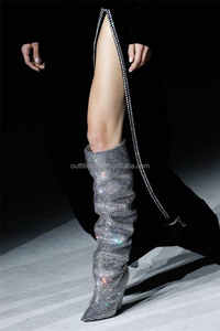 Botas de Piel Genuina de Lujo para Mujer, con Pedrería y Cristales, Botas Altas hasta el Muslo, Estilo Kendall <span class=keywords><strong>Jenner</strong></span>, para el 22º Cumpleaños - Product Image 3