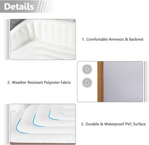 Île flottante gonflable <span class=keywords><strong>Giantex</strong></span> pour adultes avec pare-soleil rétractable SPF50+, 71" x 71", 2 porte-gobelets, dossier et accoudoirs - Product Image 5