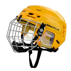 TACKLA एस/एम/एल/एक्स्ट्रा लार्ज उच्च-घनत्व पॉलीथीन और स्मृति कपास अस्तर हॉकी सुरक्षात्मक गियर उपकरण आइस हॉकी हेलमेट
