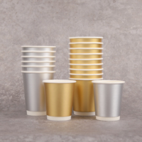 Gobelet en papier à double paroi, or et argent, jetable, isolé, résistant à la chaleur, anti-fuite, pour boissons chaudes, café, lait, 8oz, 10oz, 12oz, 16oz
