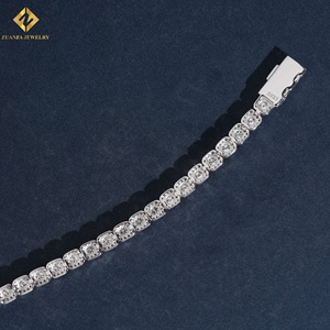 Best Price Wholesale Custom Logo S925 <b>Solid</b> <b>Silver</b> Full Bling Moissanite Cuban Chain Trendy Hip Hop Street Fashion <b>Bracelet</b> - Product Image 4