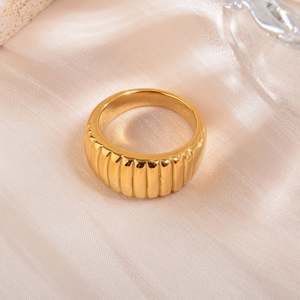 Anelli d'oro Vintage per donne donne ragazze impermeabili impilabili gioielli in acciaio inossidabile 18K - Product Image 6