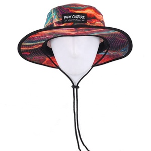 Alta calidad al aire libre senderismo ancho Bim Boonie sombrero de pesca gorra de pescador personalizado todo estampado sombrero de cubo con cuerda - Product Image 6
