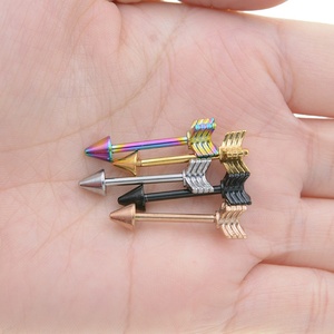 Piercing de pecho tipo barra industrial de calibre 14 con punta de <span class=keywords><strong>flecha</strong></span> de acero inoxidable, anillo para pezón, joyería para piercing corporal - Product Image 4