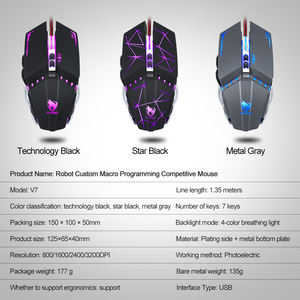 T-WOLF V7 optik RGB kablolu oyun fare USB makro programlama ergonomi gamer oyuncu fare gamer için uygun - Product Image 6