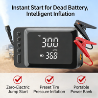 7200mAh 12V Car Jump Starter with 150PSI Tire Inflator Portable Air Compressor Power Bank Emergency Power Supply for Car