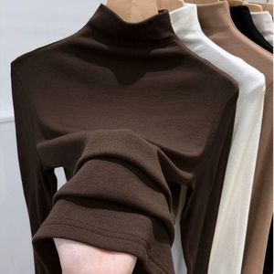 Nuova Moda Autunno Inverno 2026: T-Shirt a <span class=keywords><strong>Maniche</strong></span> Lunghe da <span class=keywords><strong>Donna</strong></span> - Top Tinta Unita con Collo Semi-Alto, Abbigliamento Casual Elegante - Product Image 6