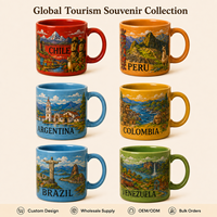 Souvenirs du Chili : Tasse à café en céramique avec motif de ville coloré et paysage emblématique – Tasses en céramique personnalisées OEM ODM en gros