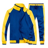 Ensembles de survêtements pour hommes à blocs de couleur, haute qualité, grandes tailles, avec fermeture éclair, personnalisables avec logo, pour la course et le jogging (sweat-shirt et pantalon)
