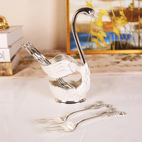 Cygne Cuillère À Café Fourchette Arts et Artisanat Décorations Vaisselle Ensemble Couverts Cygne Base Titulaire Dessert Fruits Cuillère Vaisselle