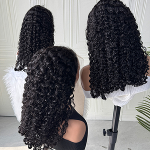 HD Lace Burmese Curly <b>Human</b> Hair <b>Wig</b> Natural Black Soft Bouncy Curls Pre Plucked Hairline Full Density <b>Wig</b> - Product Image 5