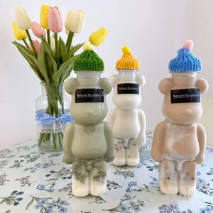 ขวดน้ำผลไม้ PET ลายการ์ตูนหมี ขนาด 500 มล. สำหรับใส่ชานม น้ำแร่ แบบใช้แล้วทิ้ง พร้อมฝาเกลียวอะลูมิเนียม - Product Image 3