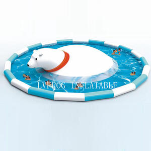 Parc aquatique gonflable géant d'extérieur <span class=keywords><strong>avec</strong></span> toboggan aquatique et grande <span class=keywords><strong>piscine</strong></span>, thème ours polaire - Product Image 3