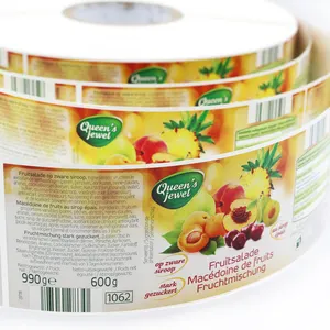 Rollo Adhesivo de Impresión Personalizada, Pegatinas con Logotipo para Embalaje de Marca Privada, Etiquetas de Vinilo Impermeables para Alimentos