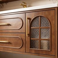 Meuble-lavabo minimaliste en noyer avec vasque en marbre pour projets d'appartements, personnalisation OEM/ODM