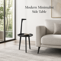 Table d'appoint minimaliste en bois, structure sculpturale unique à trois pieds, mobilier artistique pour salon, chambre, hôtel