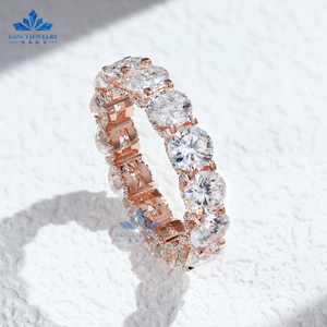 アイシングアウトダイヤモンド女性用リング0.5CT Moissaniteダイヤモンド925シルバーメッキローズゴールド婚約指輪ギフト用 - Product Image 3