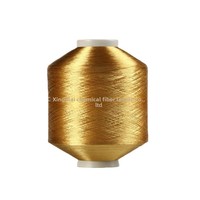 Fil chenille teint en polyester FDY, filament à haute brillance pour ruban tissé, étiquette tissée ; fil de marque à faible élasticité 100D/150D