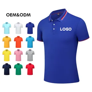 Fabrieksprijs Effen Kleuren Polyester Katoen 200 Gram Ademende Korte Mouw Custom Logo Golfpoloshirts Heren