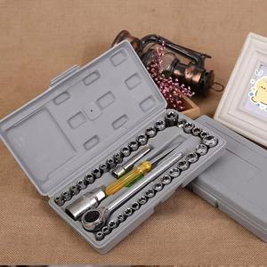 40pcs 3/8 Inch Hand <b>Tools</b> <b>Box</b> Wrench Spanner Socket Set With Ratchet - Product Image 3