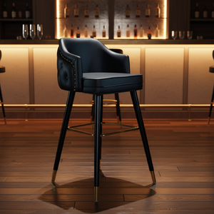 كرسي بار عالي بتصميم نوردي حديث مع إطار حديدي ومسند ظهر معدني للاستخدام المنزلي والفندقي وتناول الطعام - Product Image 4